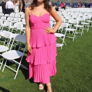 Pink Tiered Midi Dress (Small-like new & Med-brand new)